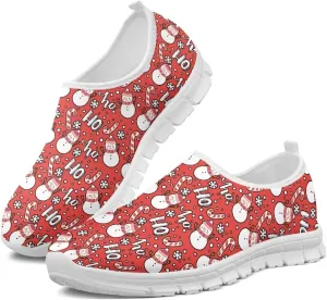 Women's Christmas Sneaker Flat Soft Casual Low-Top Tennis Shoes Slip-On Lightweight Non-Slip Breathable Mesh Outdoor Sport Running Sneaker for Ladies US 5.5-11.5