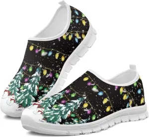 Women's Christmas Sneaker Flat Soft Casual Low-Top Tennis Shoes Slip-On Lightweight Non-Slip Breathable Mesh Outdoor Sport Running Sneaker for Ladies US 5.5-11.5