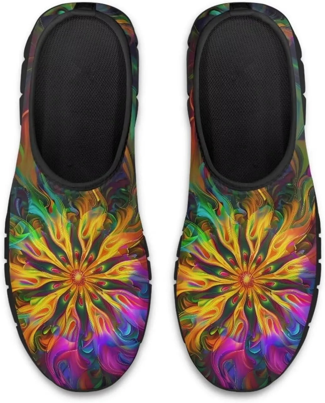 Women's Floral Print Sneaker Casual Cozy Low Top Running Shoes Lightweight Slip On Anti-Skid Workout Walking Sneaker for Teen Girls US 5.5-11.5