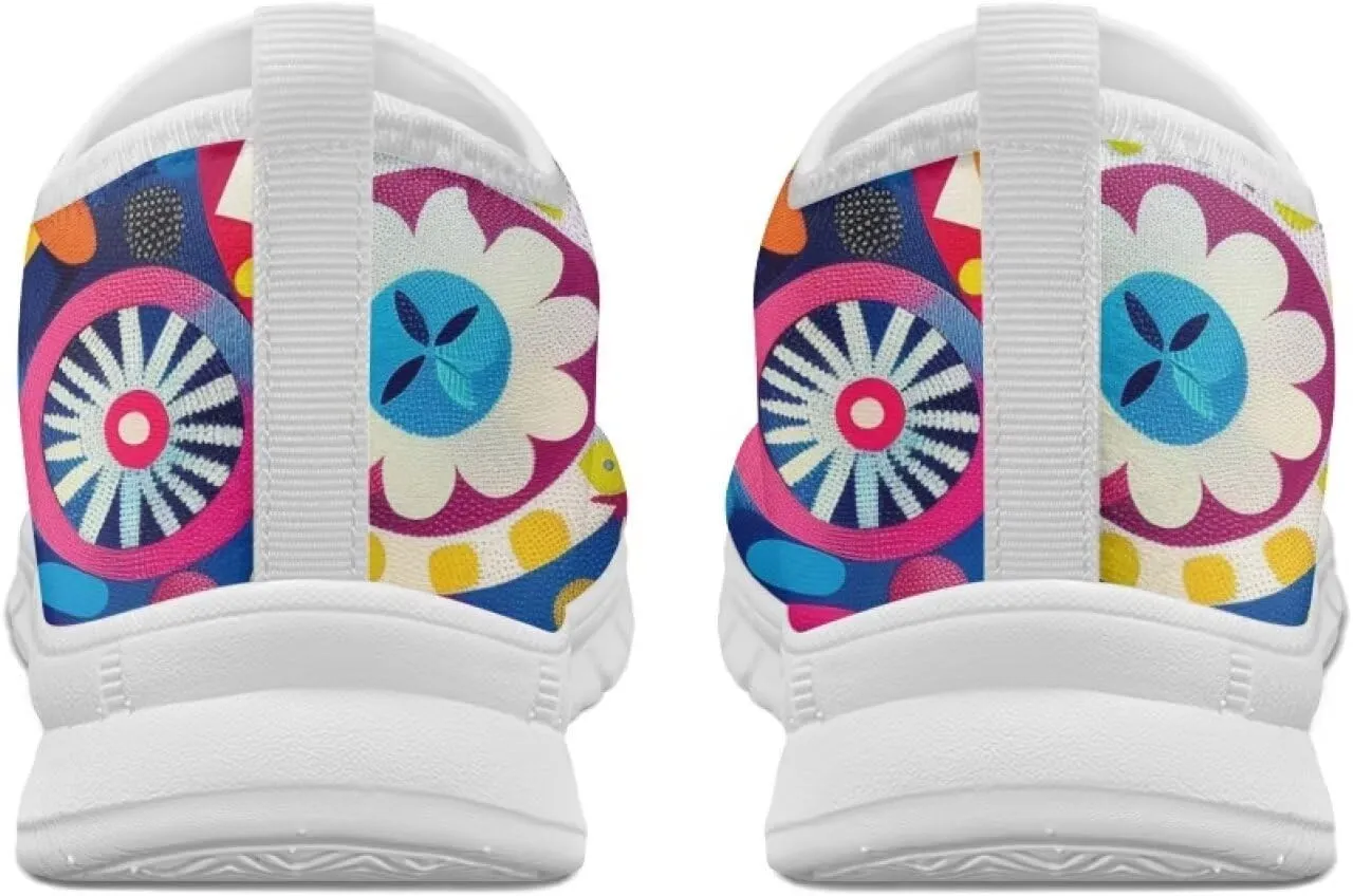 Women's Floral Print Sneaker Casual Low Top Soft Running Shoes Slip On Non Slip Lightweight Outdoor Walking Sneaker for Ladies US 5.5-11.5