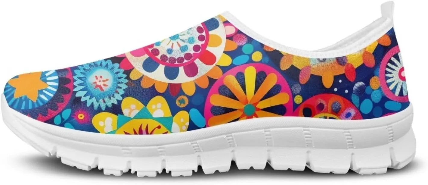 Women's Floral Print Sneaker Casual Low Top Soft Running Shoes Slip On Non Slip Lightweight Outdoor Walking Sneaker for Ladies US 5.5-11.5