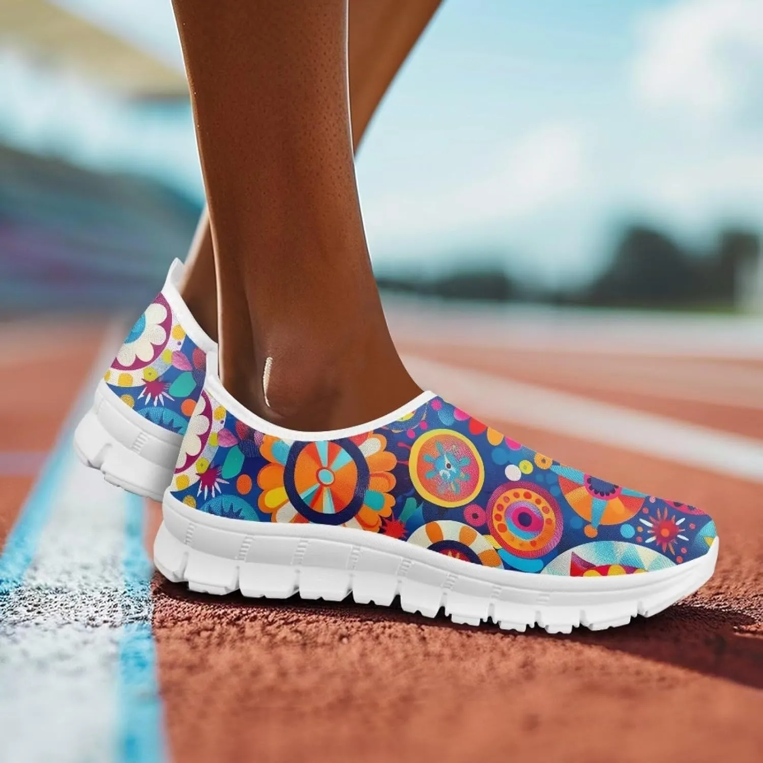 Women's Floral Print Sneaker Casual Low Top Soft Running Shoes Slip On Non Slip Lightweight Outdoor Walking Sneaker for Ladies US 5.5-11.5