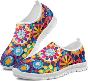 Women's Floral Print Sneaker Casual Low Top Soft Running Shoes Slip On Non Slip Lightweight Outdoor Walking Sneaker for Ladies US 5.5-11.5