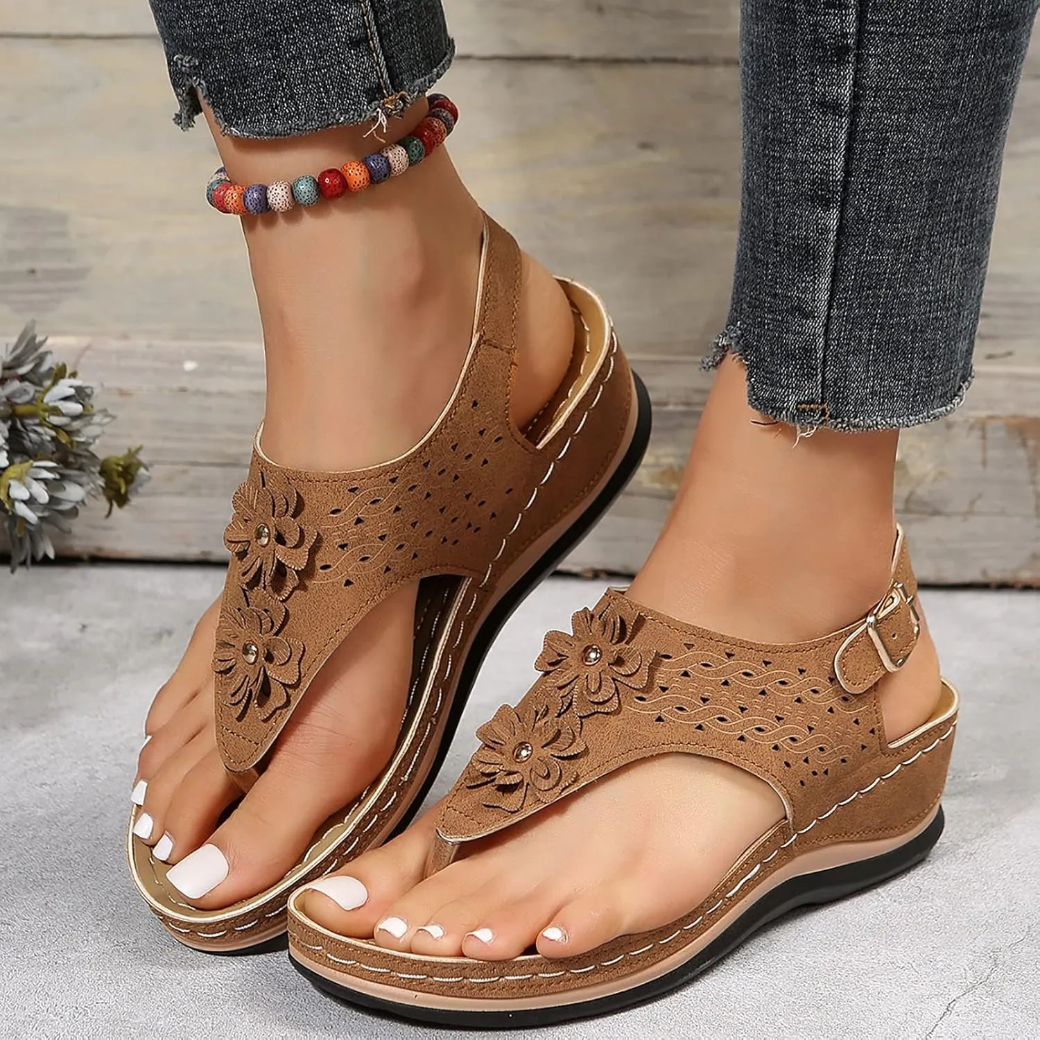 Womens with Arch Support Walking Sandals Orthopedic Recovery Slides Comfortable Adjustable Straps Thick Cushion Summer Beach Casual Outdoor Footwear