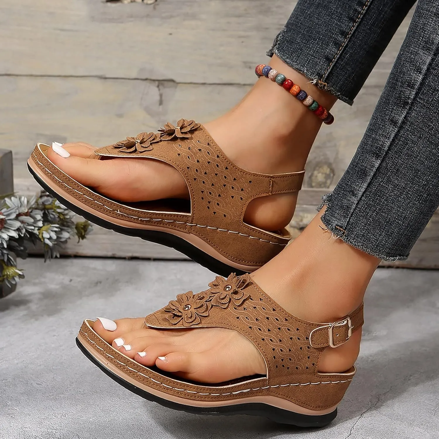 Womens with Arch Support Walking Sandals Orthopedic Recovery Slides Comfortable Adjustable Straps Thick Cushion Summer Beach Casual Outdoor Footwear