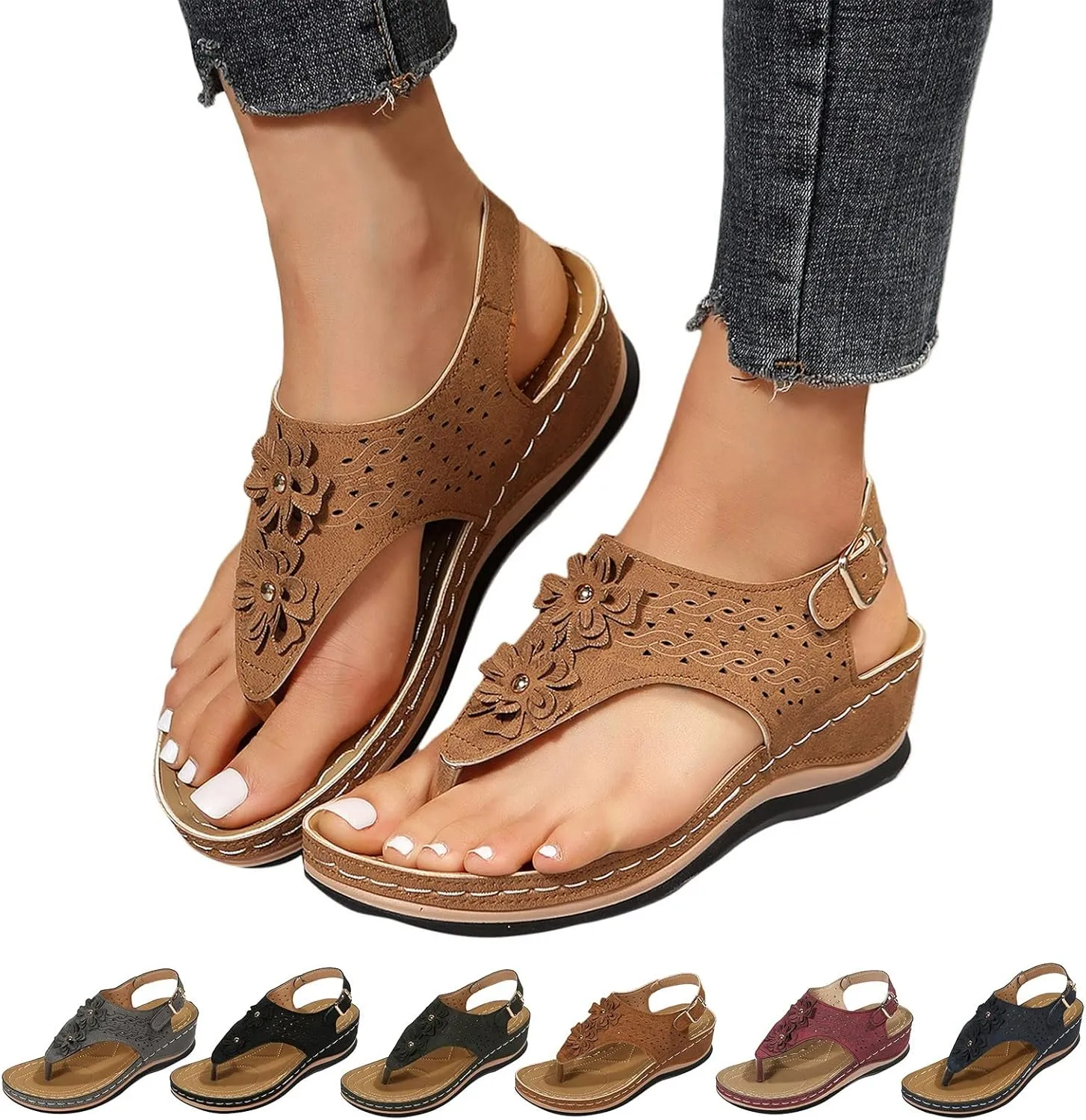 Womens with Arch Support Walking Sandals Orthopedic Recovery Slides Comfortable Adjustable Straps Thick Cushion Summer Beach Casual Outdoor Footwear