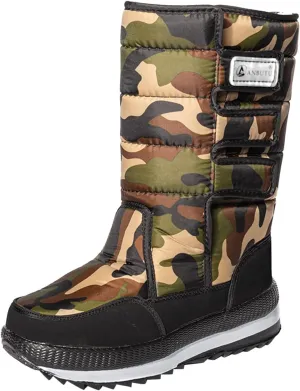 Womenyiaor Men's Winter Snow Boots for Outdoor Waterproof Hiking Boots Non-Slip Casual Men Boots Fur Lined Warm Tall Boots Comfortable Climbing Shoes
