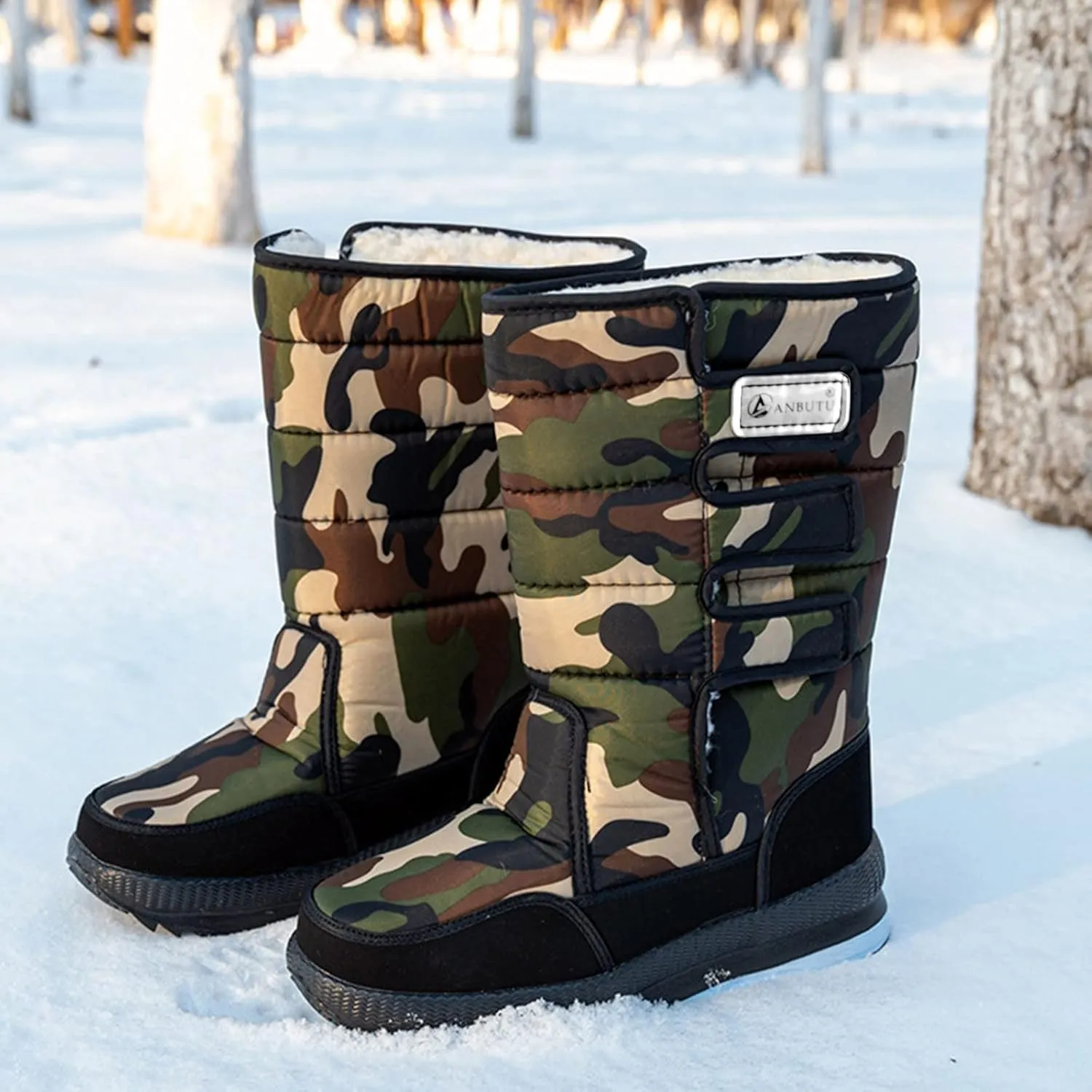 Womenyiaor Men's Winter Snow Boots for Outdoor Waterproof Hiking Boots Non-Slip Casual Men Boots Fur Lined Warm Tall Boots Comfortable Climbing Shoes