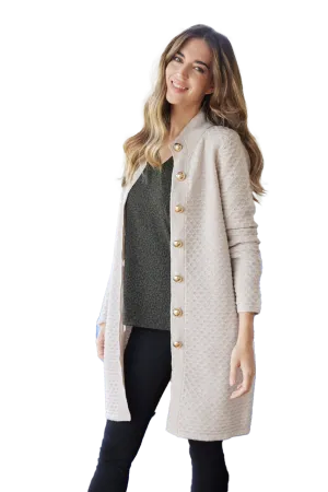 Ws Button Front Honeycomb Cardigan Camel