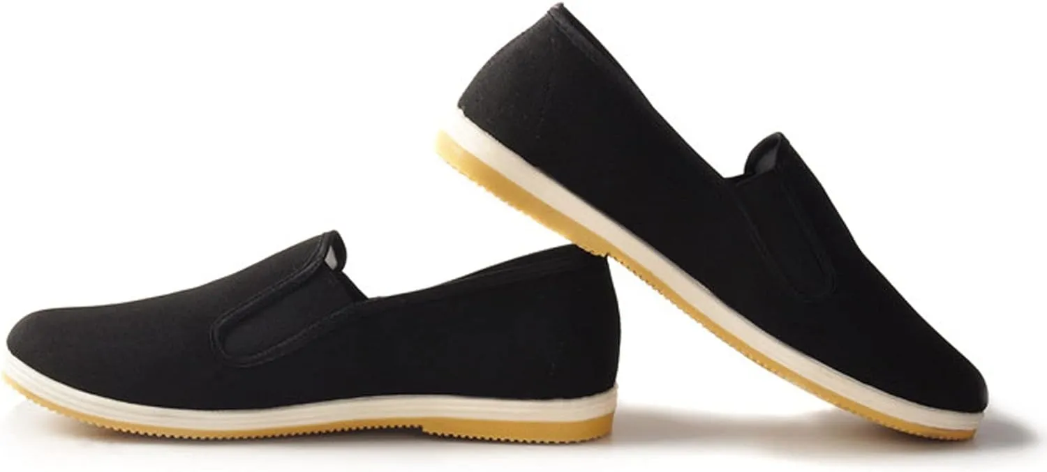 WUIWUIYU Mens Womens Black Slip-On Martial Art Kung-Fu Tai-Chi Soft Cushion Layers Shoes House Slippers