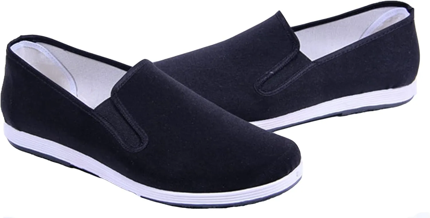 WUIWUIYU Mens Womens Black Slip-On Martial Art Kung-Fu Tai-Chi Soft Cushion Layers Shoes House Slippers