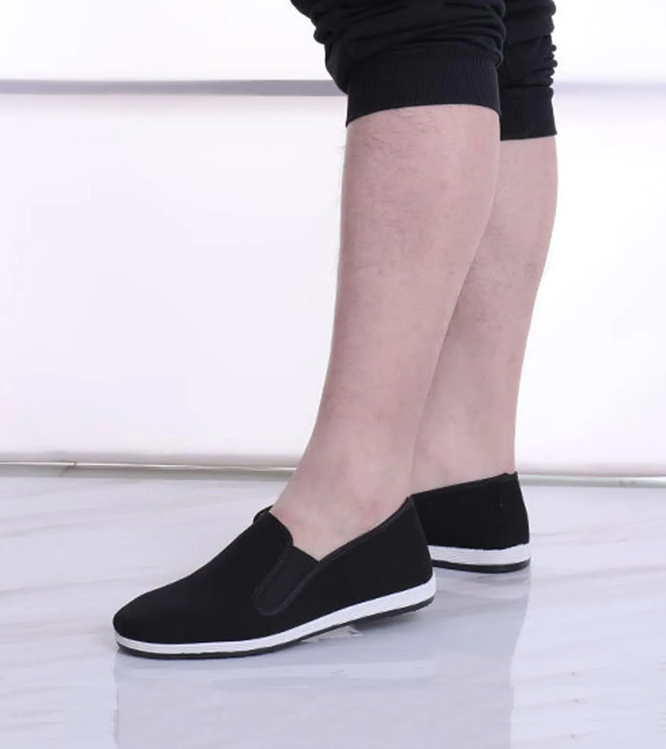 WUIWUIYU Mens Womens Black Slip-On Martial Art Kung-Fu Tai-Chi Soft Cushion Layers Shoes House Slippers