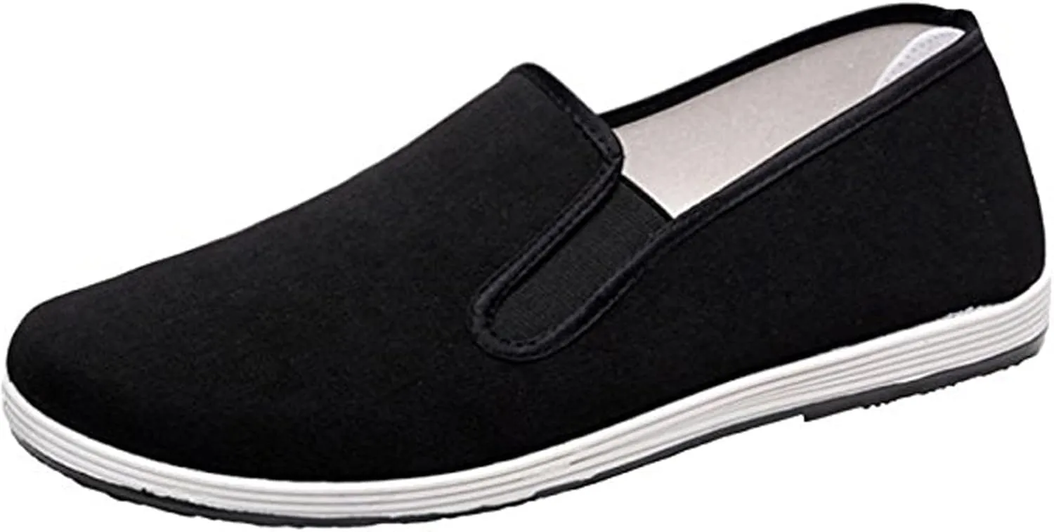 WUIWUIYU Mens Womens Black Slip-On Martial Art Kung-Fu Tai-Chi Soft Cushion Layers Shoes House Slippers