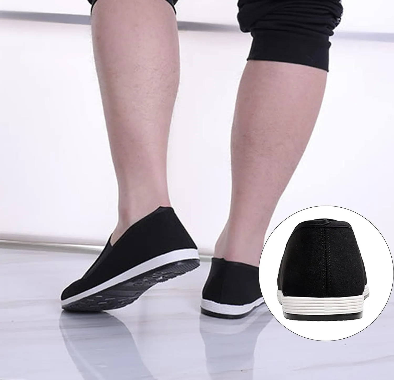 WUIWUIYU Mens Womens Black Slip-On Martial Art Kung-Fu Tai-Chi Soft Cushion Layers Shoes House Slippers