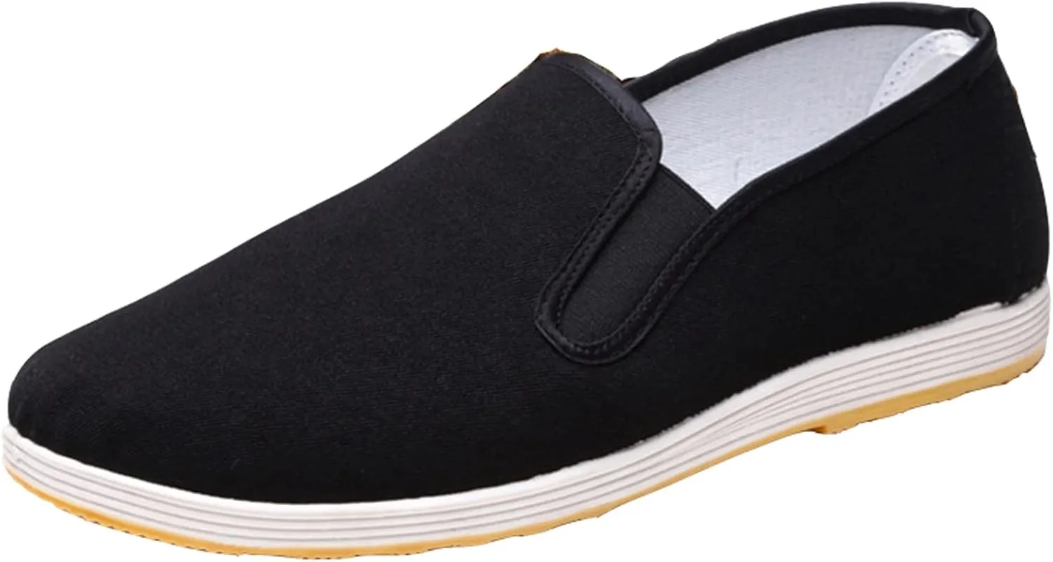 WUIWUIYU Mens Womens Black Slip-On Martial Art Kung-Fu Tai-Chi Soft Cushion Layers Shoes House Slippers