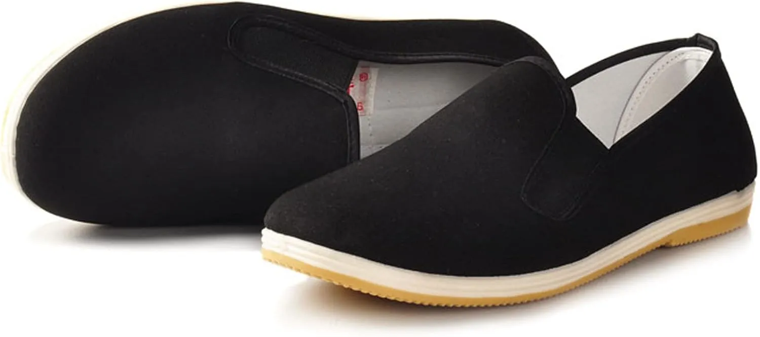 WUIWUIYU Mens Womens Black Slip-On Martial Art Kung-Fu Tai-Chi Soft Cushion Layers Shoes House Slippers