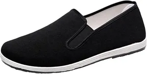 WUIWUIYU Mens Womens Black Slip-On Martial Art Kung-Fu Tai-Chi Soft Cushion Layers Shoes House Slippers
