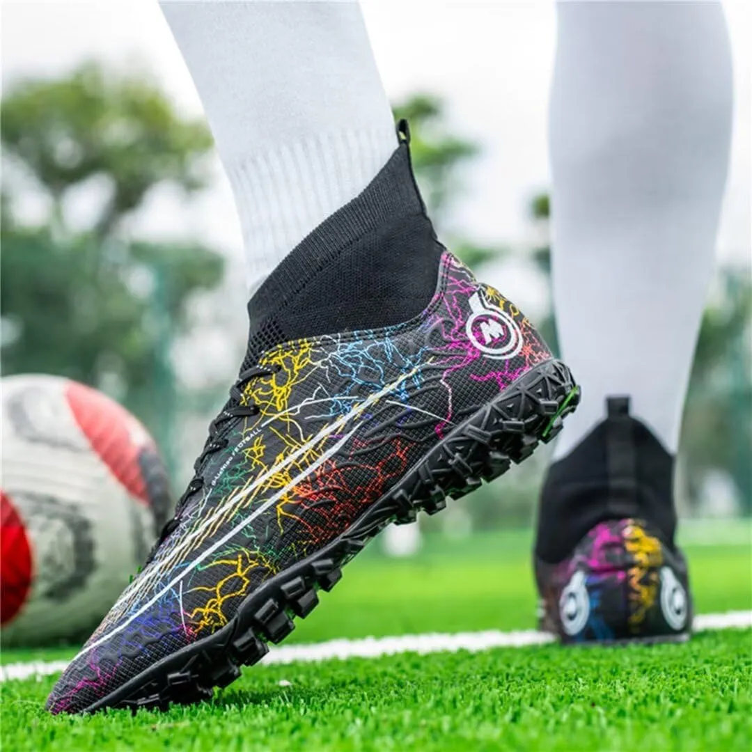 Youth Turf Soccer Shoes Mens Women High top Football Boots Indoor Athletic Ankle Shoes Spikes Indoor Soccer Cleats AG