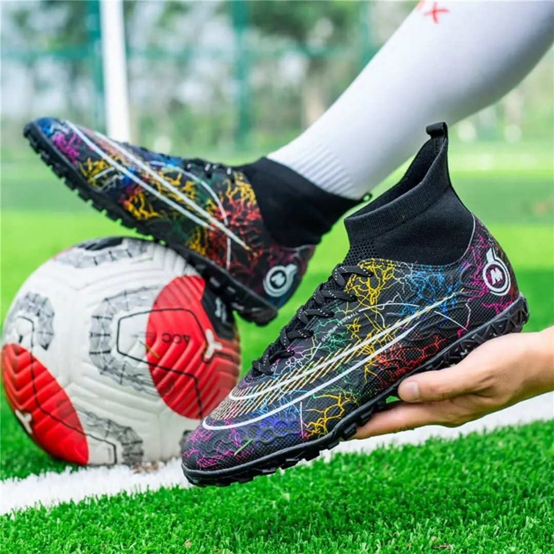 Youth Turf Soccer Shoes Mens Women High top Football Boots Indoor Athletic Ankle Shoes Spikes Indoor Soccer Cleats AG