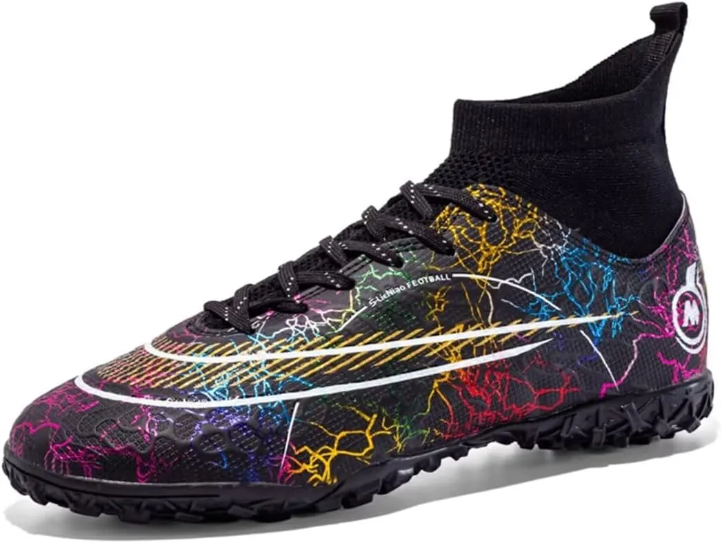 Youth Turf Soccer Shoes Mens Women High top Football Boots Indoor Athletic Ankle Shoes Spikes Indoor Soccer Cleats AG