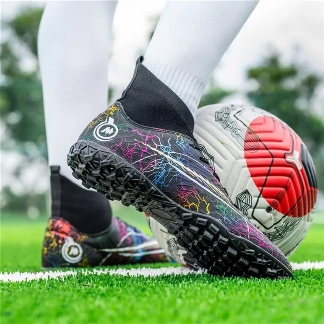 Youth Turf Soccer Shoes Mens Women High top Football Boots Indoor Athletic Ankle Shoes Spikes Indoor Soccer Cleats AG