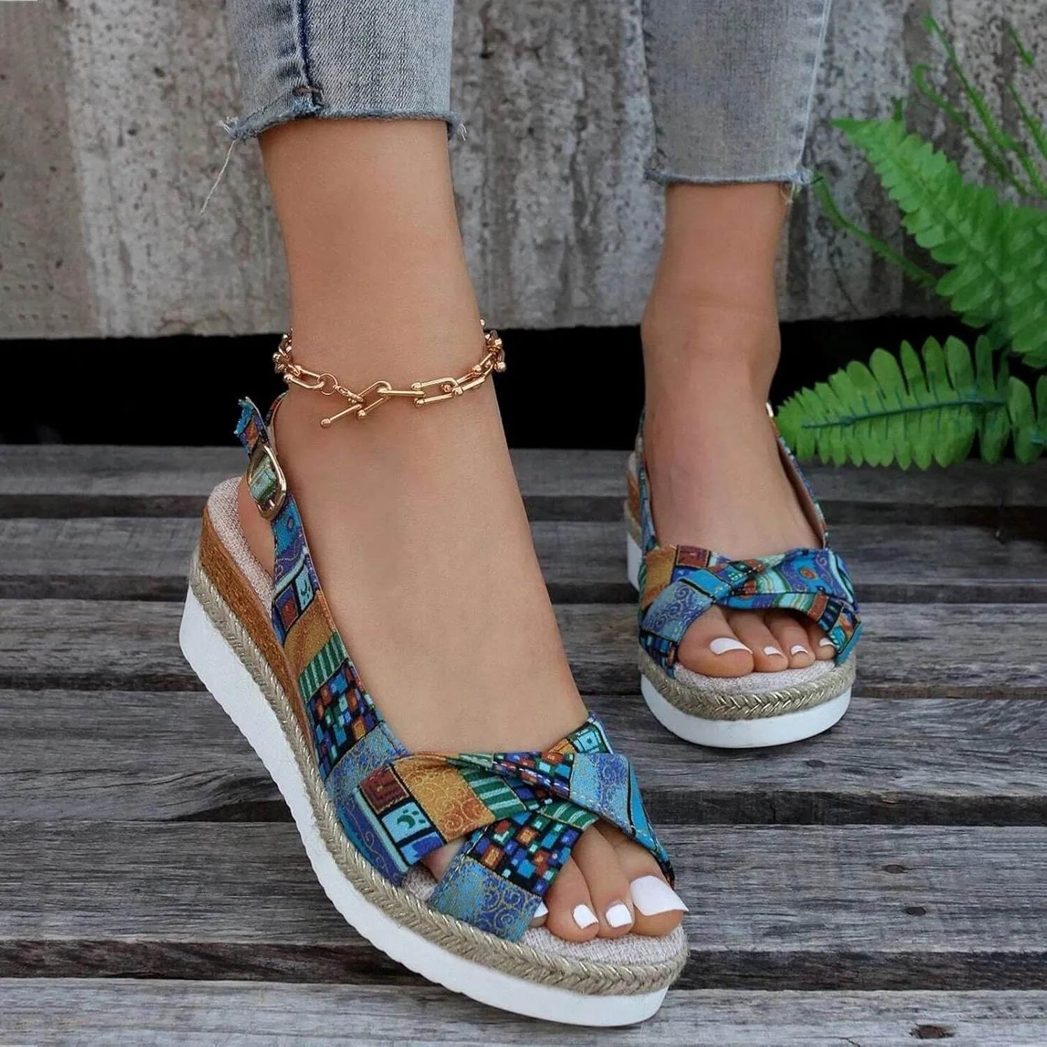 ZSpzx Orthopedic Sandals for Women,Espadrille 2025 Dressy Summer Platform Womens Wedge Sandals Dressy Summer Bow Open Toe Ankle Strap Beach Casual Slip on Slippers Comfortable Walking Outdoor Shoes