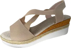 ZSpzx Orthopedic Wedge Sandals for Women Dressy Summer 2025 Platform Wedges Womens Espadrilles Open Toe Sandals Comfortable Dressy Ankle Strap Slip On Sandals Casual Walking Beach Shoes